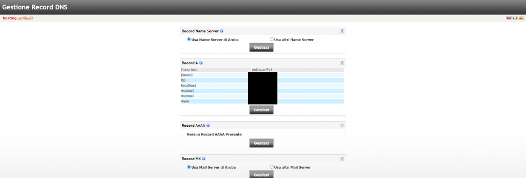 Usa altri nameserver su Aruba