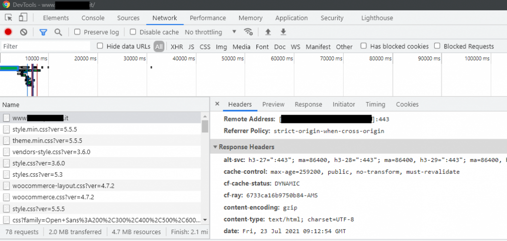 Chrome - Check response headers